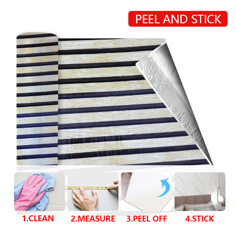 OEM Home Decor 3d решетка самоклейная настенная наклейка Снимаемые деревянные зерна IXPE флейтовая настенная панель наклейка