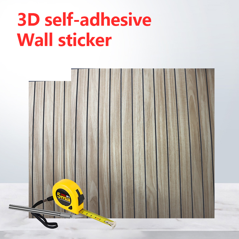 современный дизайн гостиная телевизор фон флейтовая настенная наклейка 3d деревянное зерно IXPE ПВХ самоклеющаяся настенная наклейка