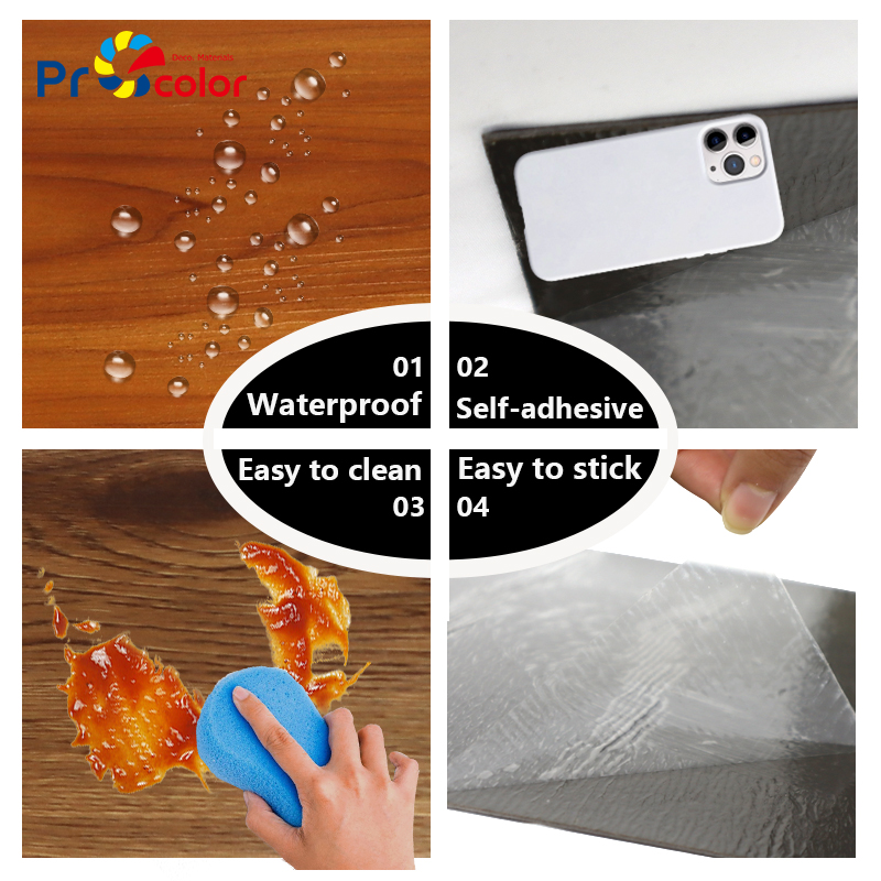 роскошный дом отель ПВХ деревянные зерна полы Custom Design Легкая установка самоклеющегося винилового пола