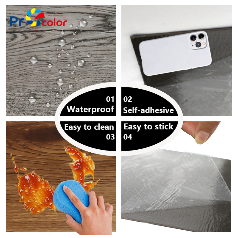 роскошный дом отель ПВХ деревянные зерна полы Custom Design Легкая установка самоклеющегося винилового пола