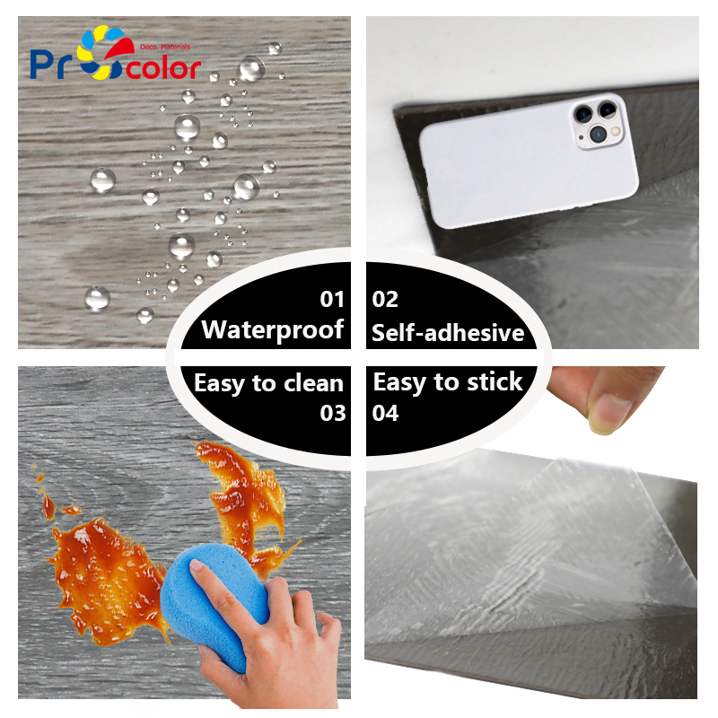 роскошный дом отель ПВХ деревянные зерна полы Custom Design Легкая установка самоклеющегося винилового пола