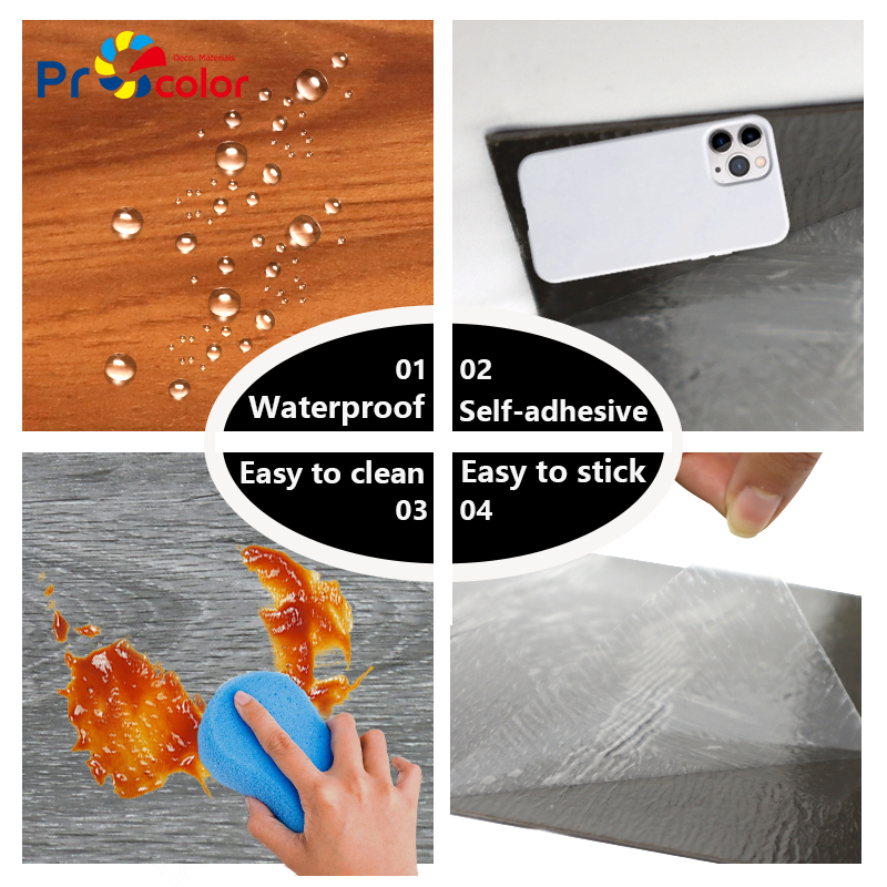 роскошный дом отель ПВХ деревянные зерна полы Custom Design Легкая установка самоклеющегося винилового пола