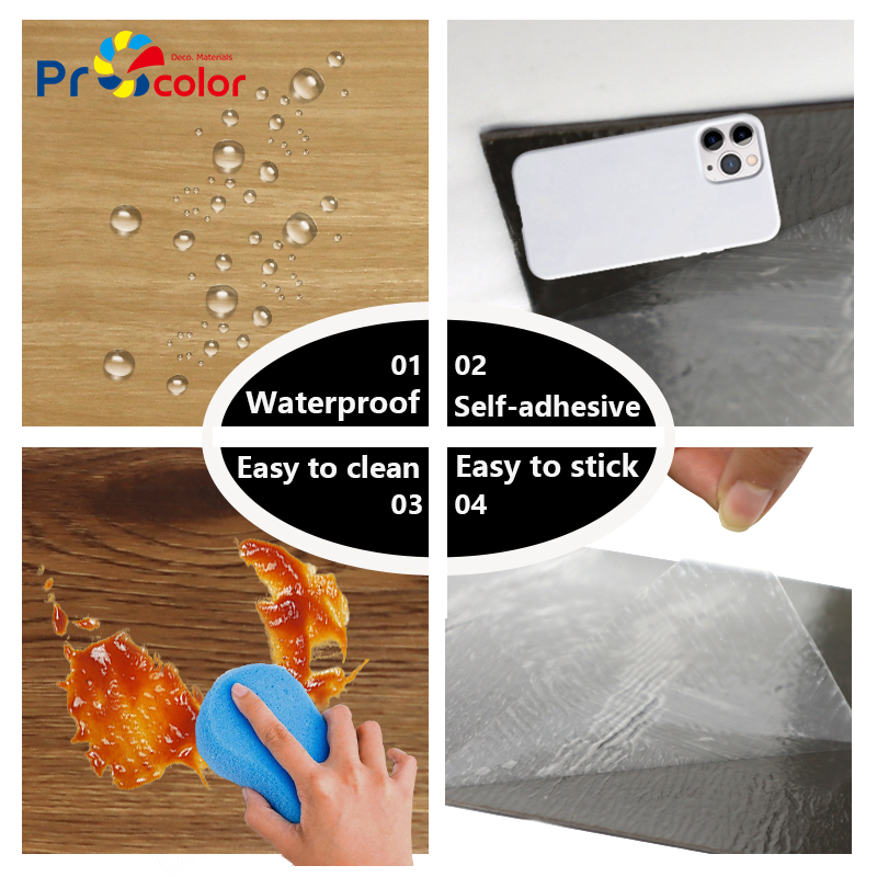 роскошный дом отель ПВХ деревянные зерна полы Custom Design Легкая установка самоклеющегося винилового пола