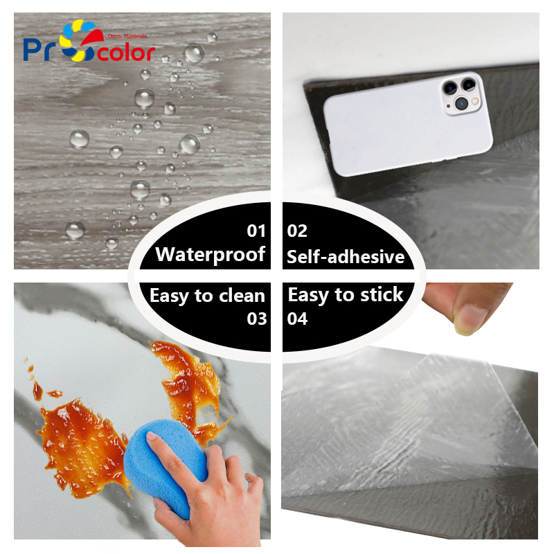 роскошный дом отель ПВХ деревянные зерна полы Custom Design Легкая установка самоклеющегося винилового пола